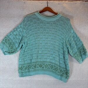 Vintage United Colors of‎ Benetton patterned knit Short Sleeve sweater women's M